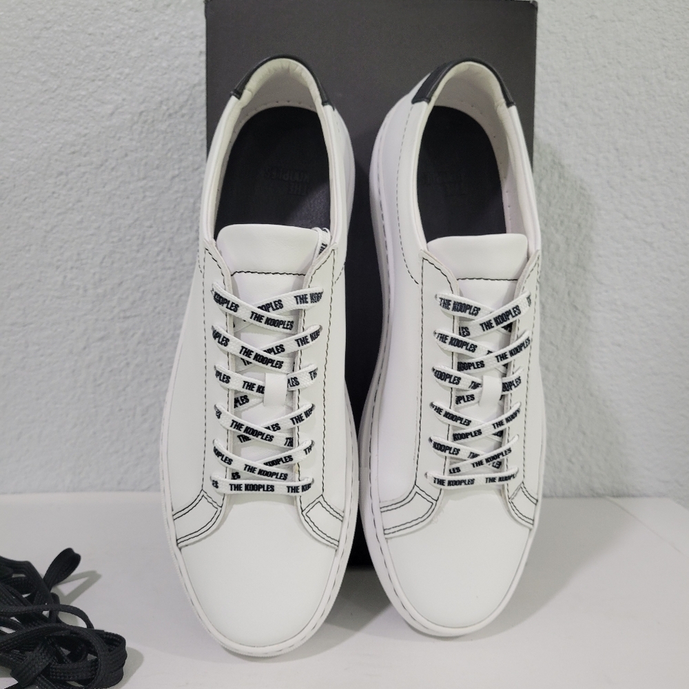 The Kooples Men Low Sneakers White Leather Mens Size 8 /Women 9.5 NEW